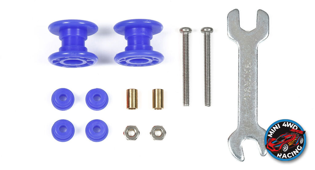 Tamiya Low Friction Plastic Double Rollers - Blue, 13mm / 13mm