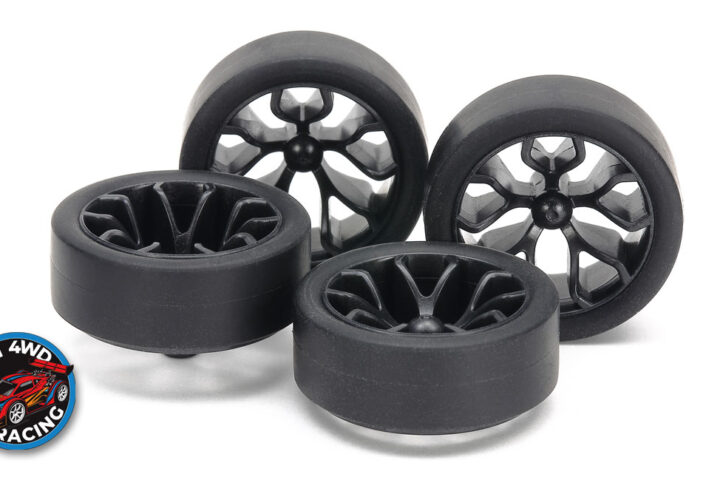 Tamiya Mini 4WD Super Hard Low Profile Tires / Carbon Wheels