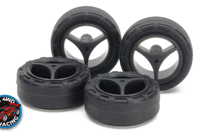 Tamiya Mini 4WD Super Hard Small Diameter Narrow Tires / Carbon Wheels