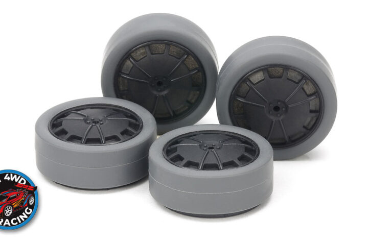 Tamiya Low Profile Gray Tires w/ Carbon Wheels